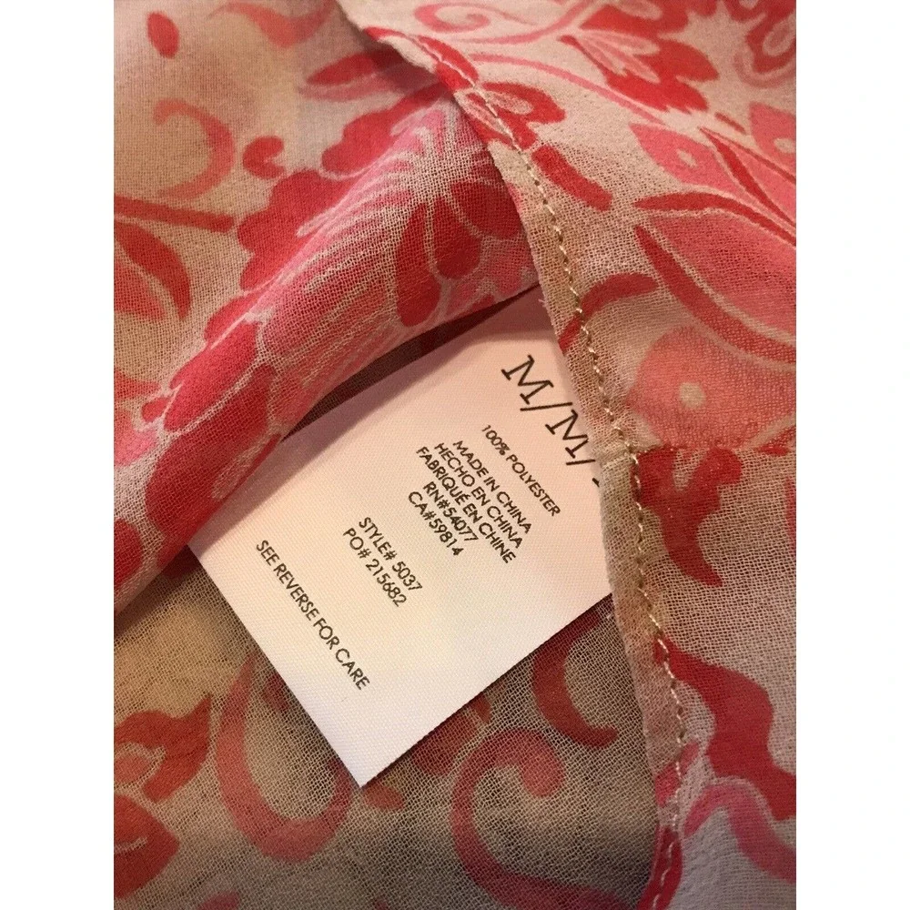 CAbi Vita Draped Open Back Pink Tan Floral Sheer Top Blouse 5037 Sz M - Picture 6 of 9